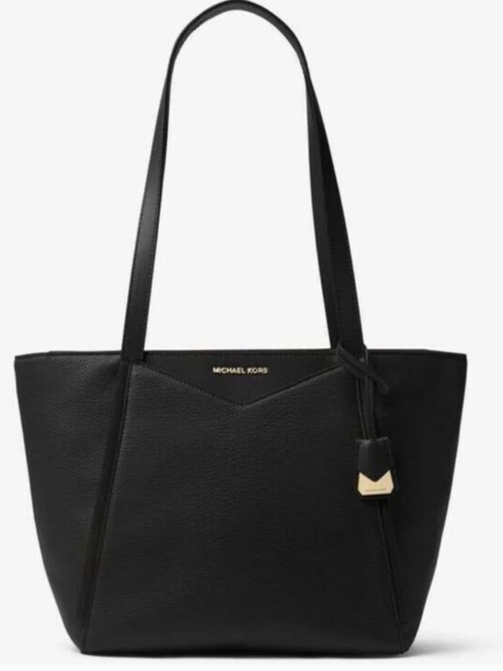 Michael Kors Black Pebbled Leather Tote with Gold Logo NWOT